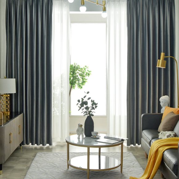 NEW Heavyweight rich velvet Curtain grey gray Premium quality Luxury Drapery